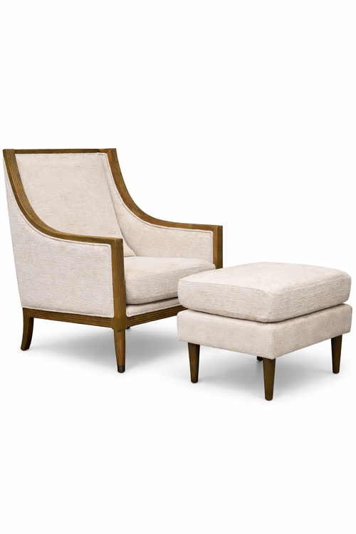 Accent Chair + Footstool - Oatmeal Linen