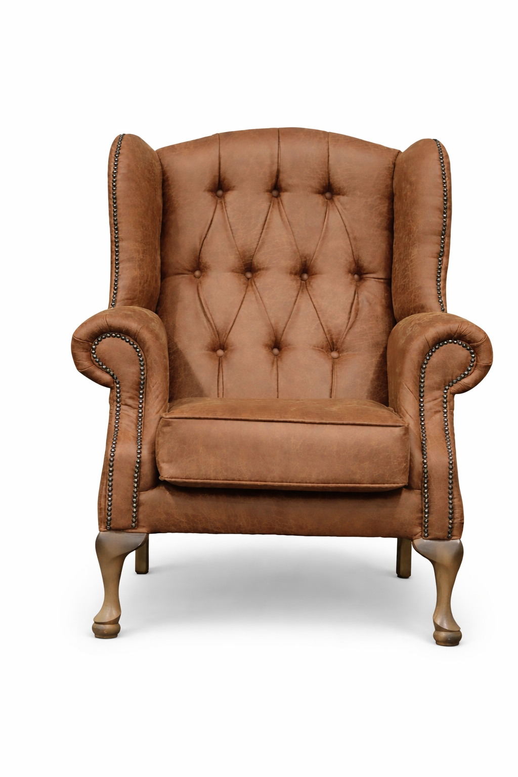 Made To Order Queen Anne Chair Tan Suede