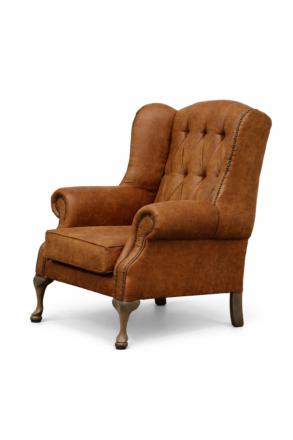 Made To Order Queen Anne Chair Tan Suede