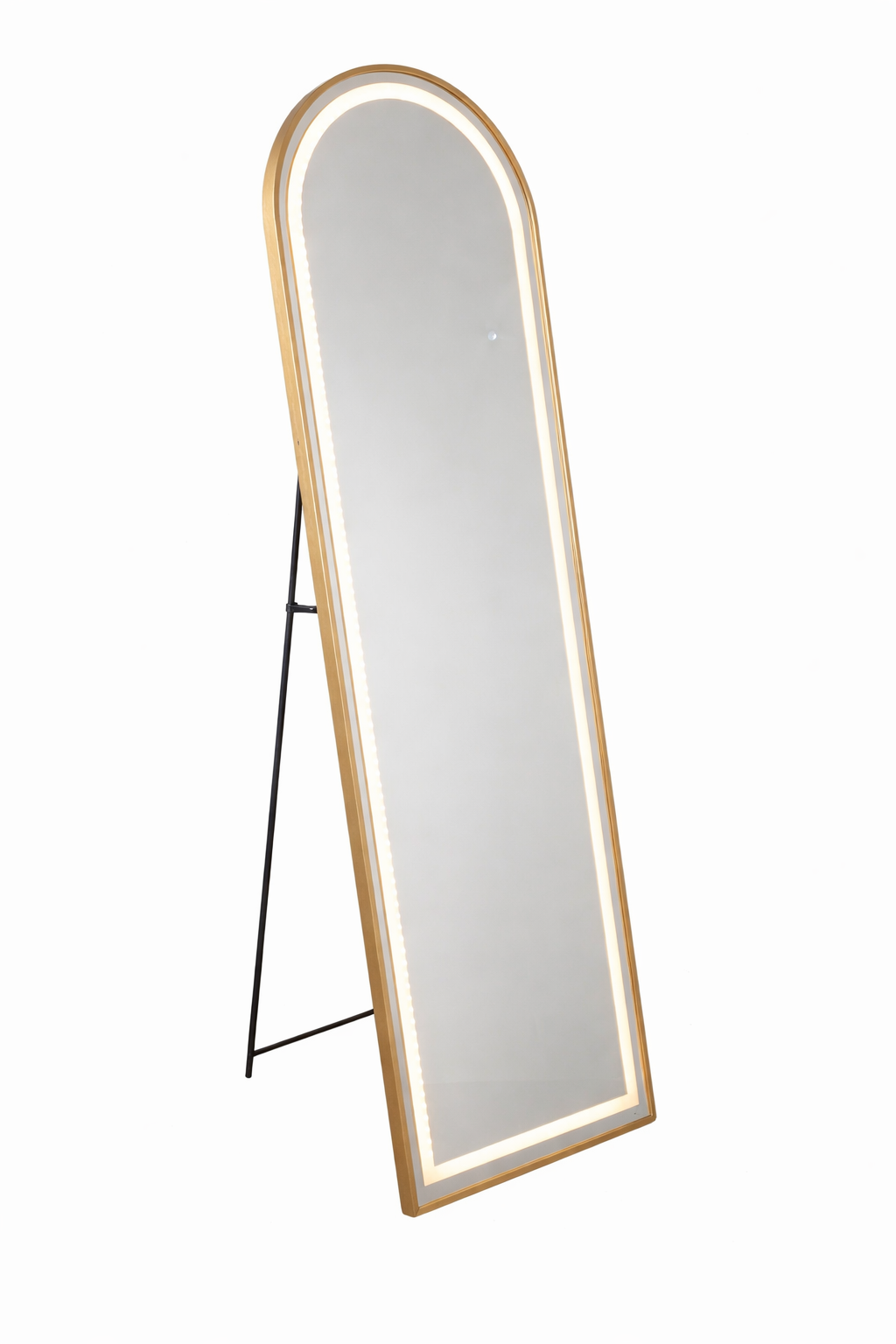 Led modena cheval arch mirror gold 160 x 50cm