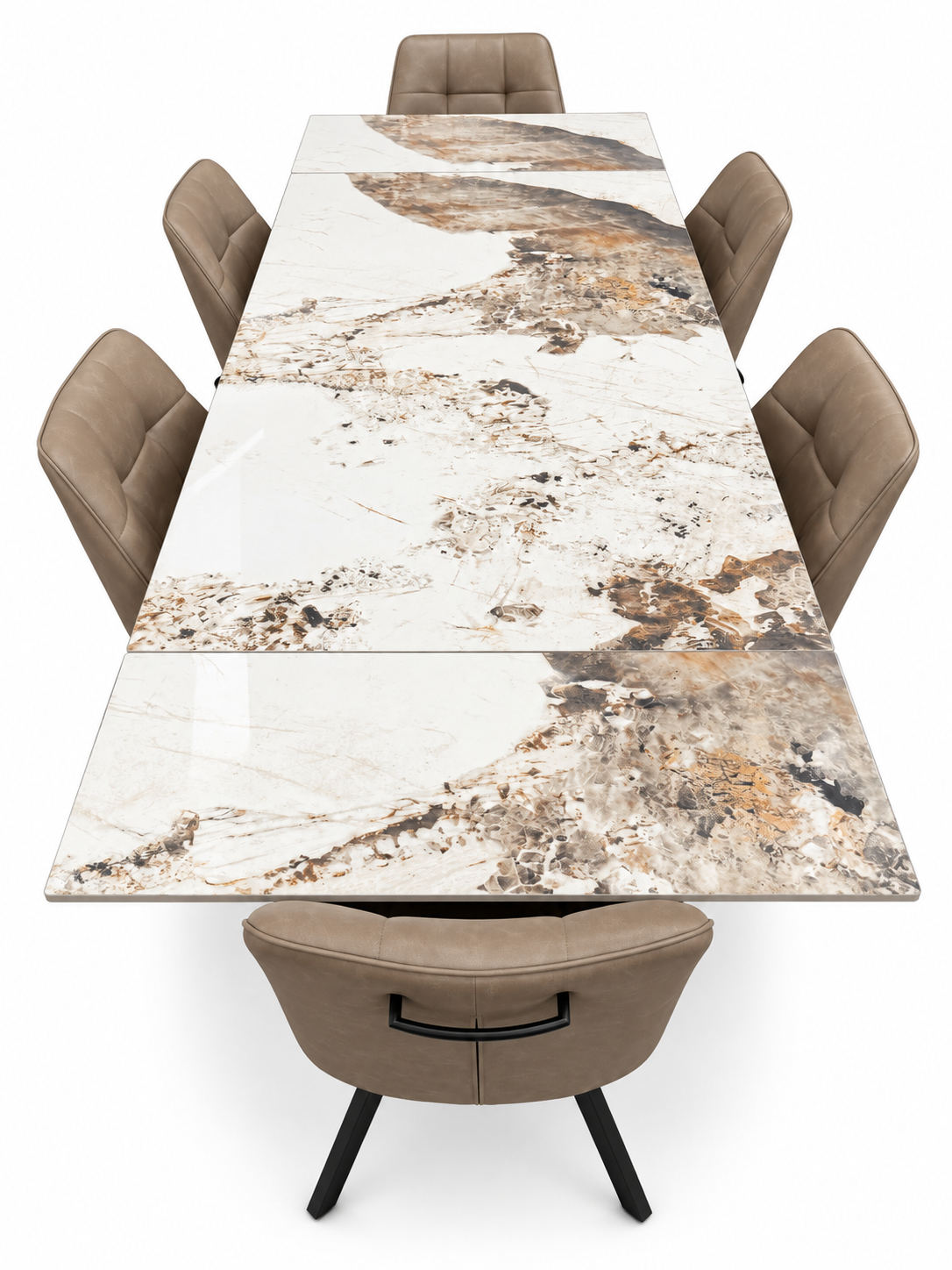 Sorrento Extending Sintered Stone Dining Table & Pedro Dark Taupe Chairs
