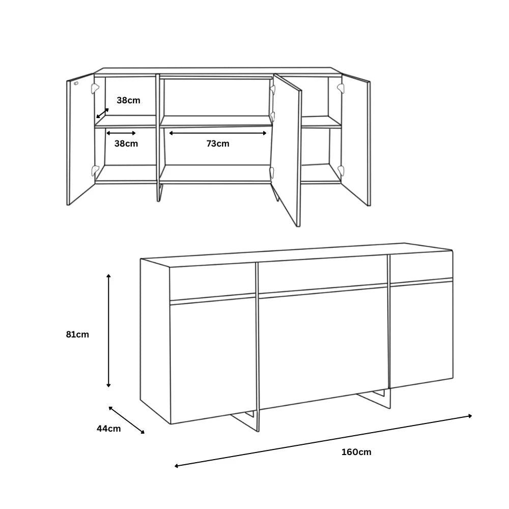 Remo 3 Door Sideboard - 160cm