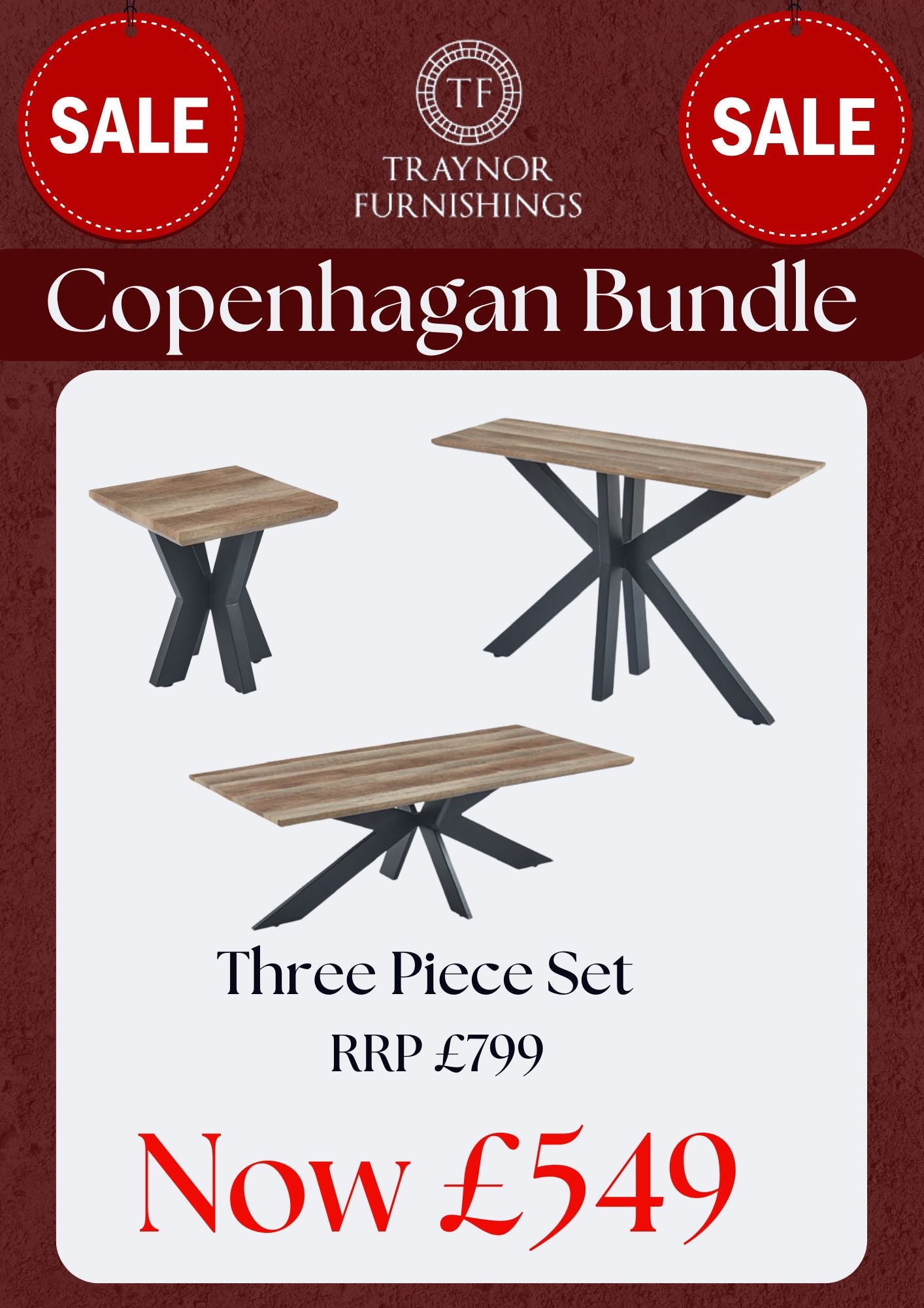 *ʙᴜɴᴅʟᴇ ᴅᴇᴀʟ*Copenhagen Occasional Bundle - Rustic Oak