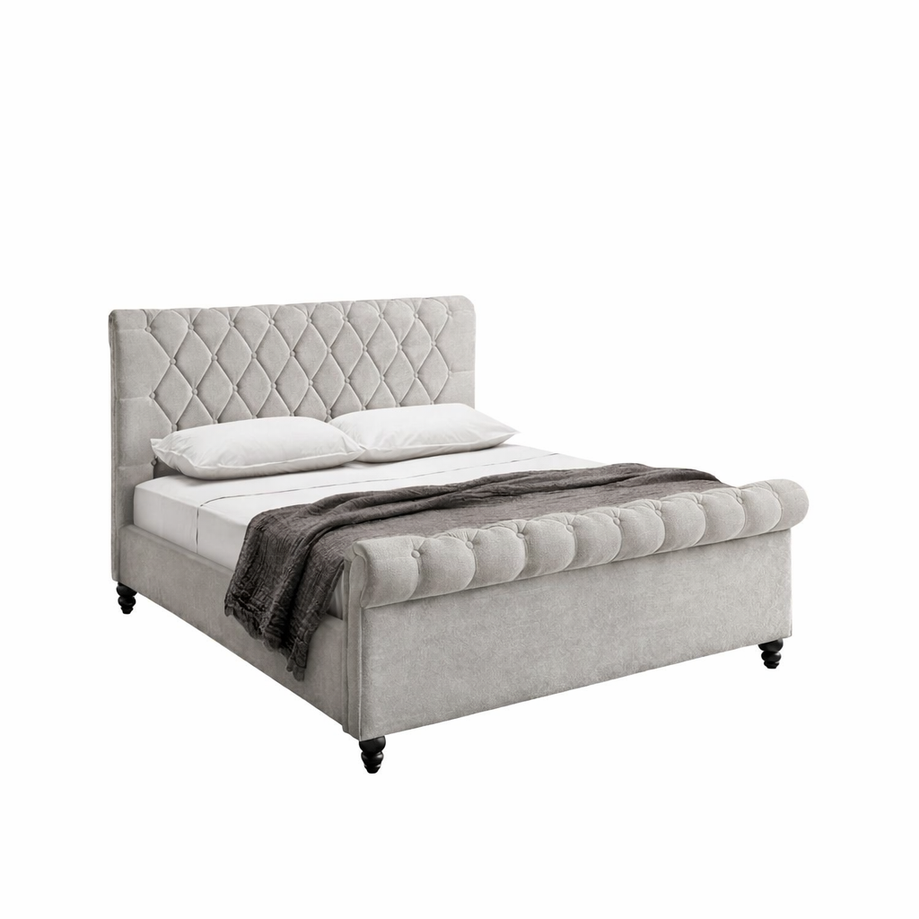 Chesterfield  Bed King - Taupe Fabric