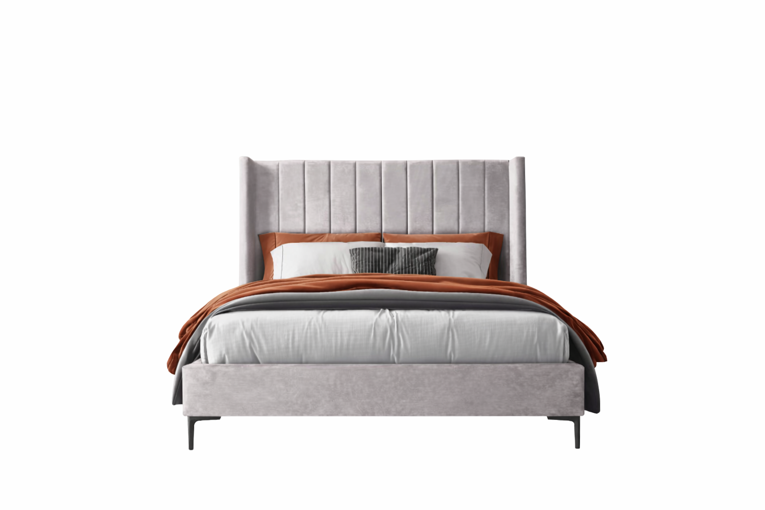 Anna  Bed Double - Champagne Fabric