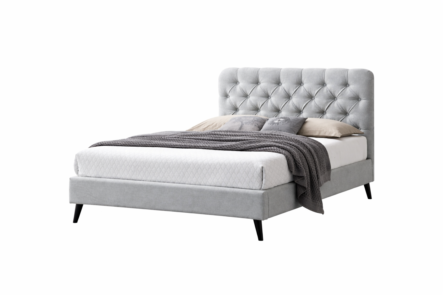 Pene Bed Double - Light  Grey