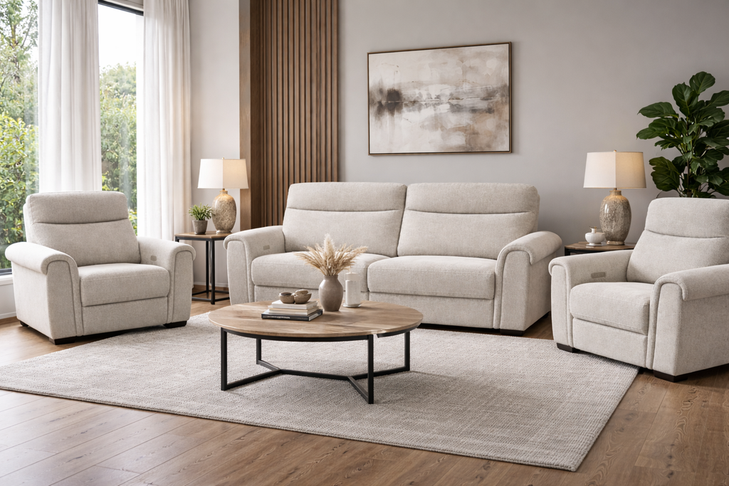 Madison 3 + 1 + 1 Power Sofa Range - Pebble