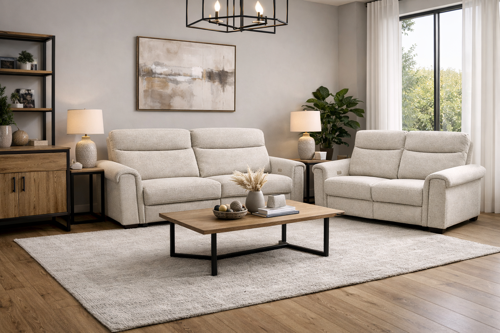 Madison 3 + 2 Power Sofa Range - Pebble
