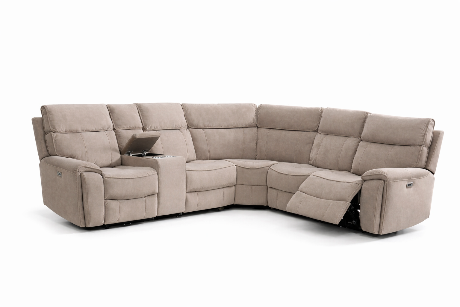 Scarlet Power Corner - Taupe Microfibre Fabric