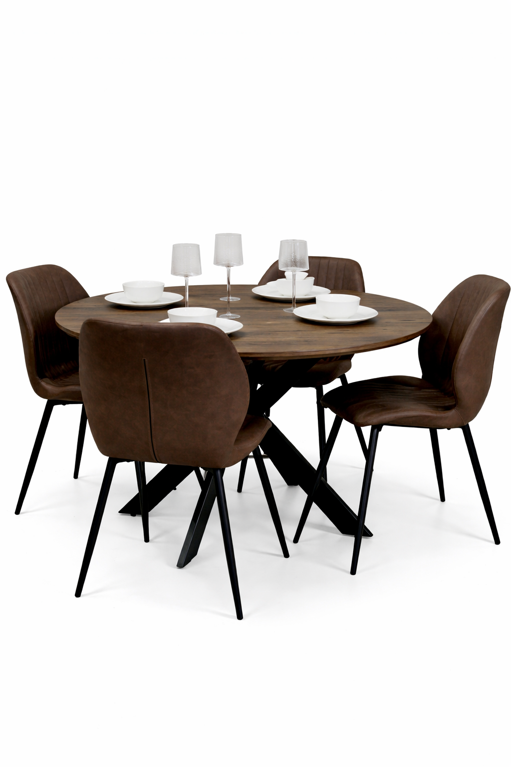 Epsom Dark Oak 1.2m + 4 Lyra Brown PU