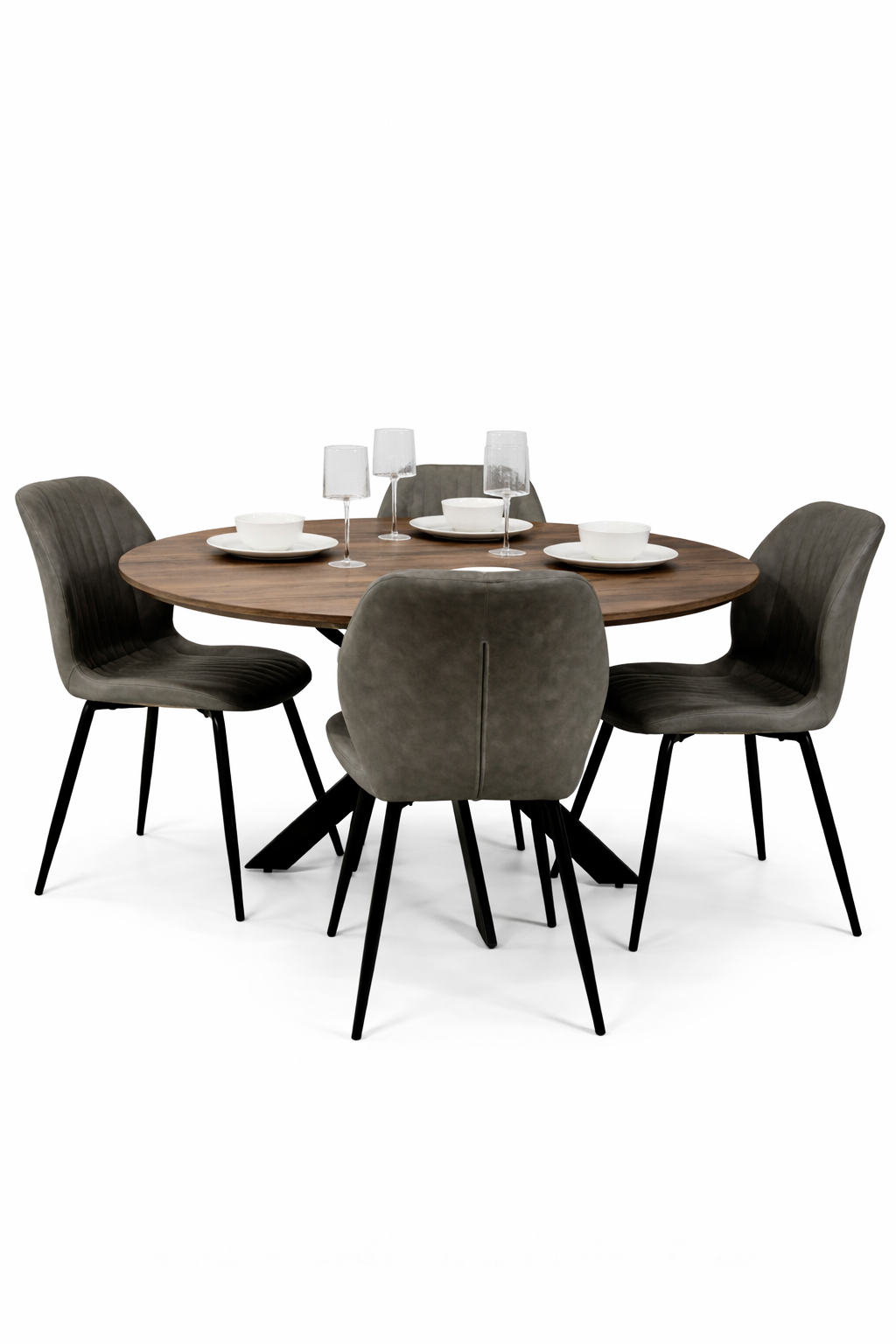 Epsom Dark Oak 1.2m + 4 Lyra Grey PU