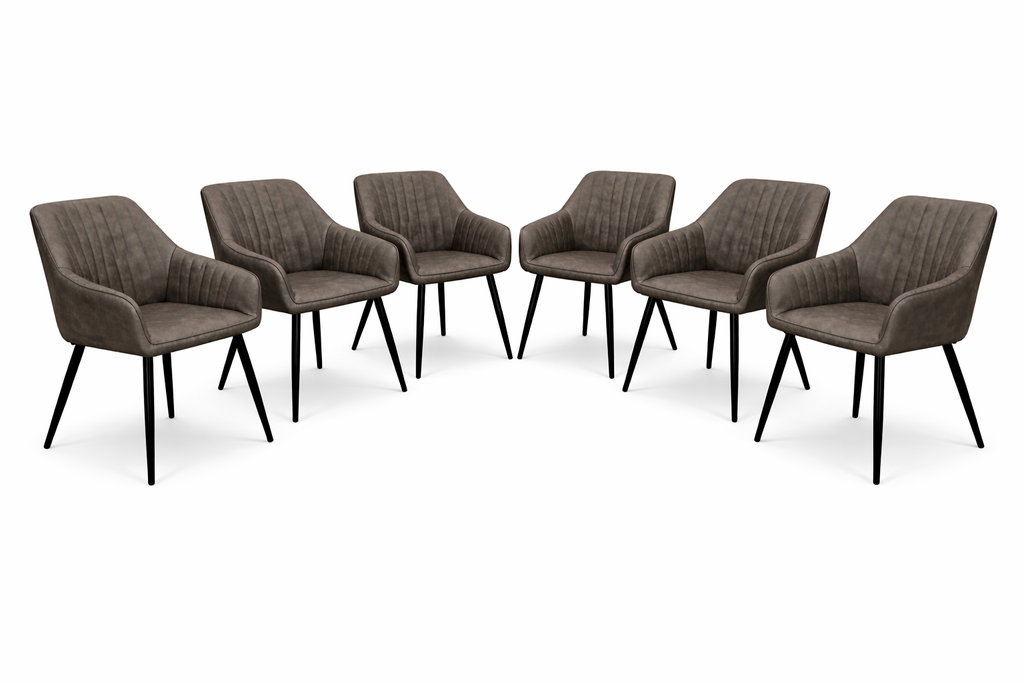 EZ chair set of 6 - Smoke Grey PU