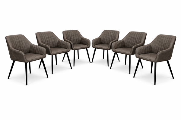 EZ chair set of 6 - Smoke Grey PU