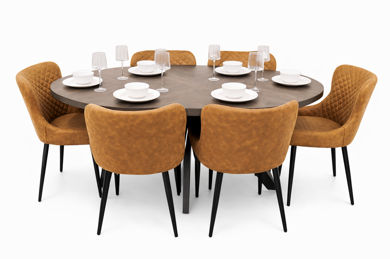  6 Diamond Tan Suede Chairs