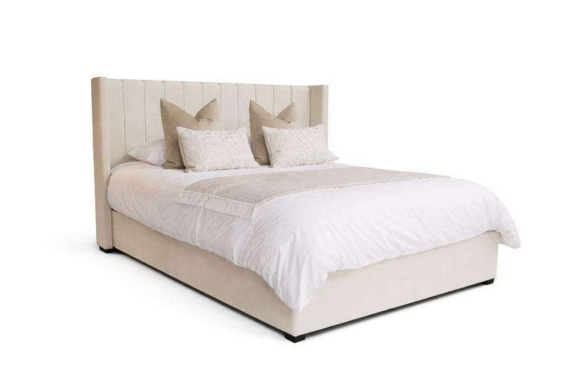 Kildare Bed  Double - Cream Velvet