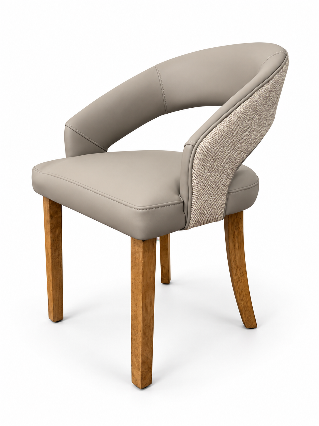 Willow Dining Chair - Herringbone  Fabric/ Taupe Leagher