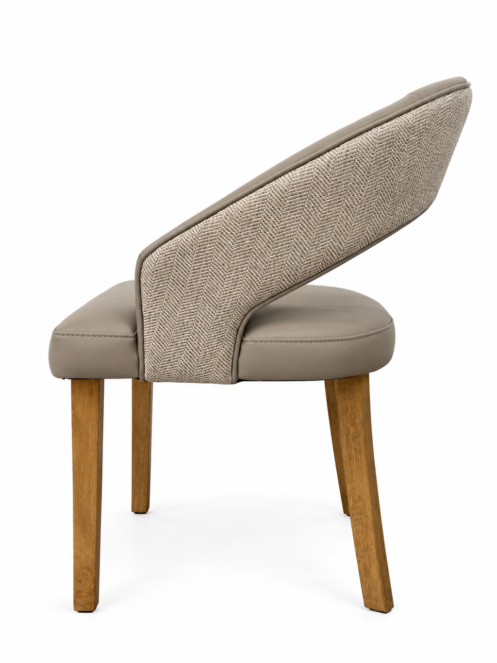 Willow Dining Chair - Herringbone  Fabric/ Taupe Leagher