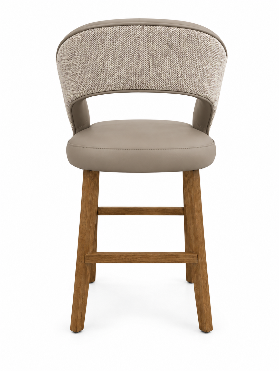 Willow Bar Stool - Herringbone Fabric/ Taupe Leather