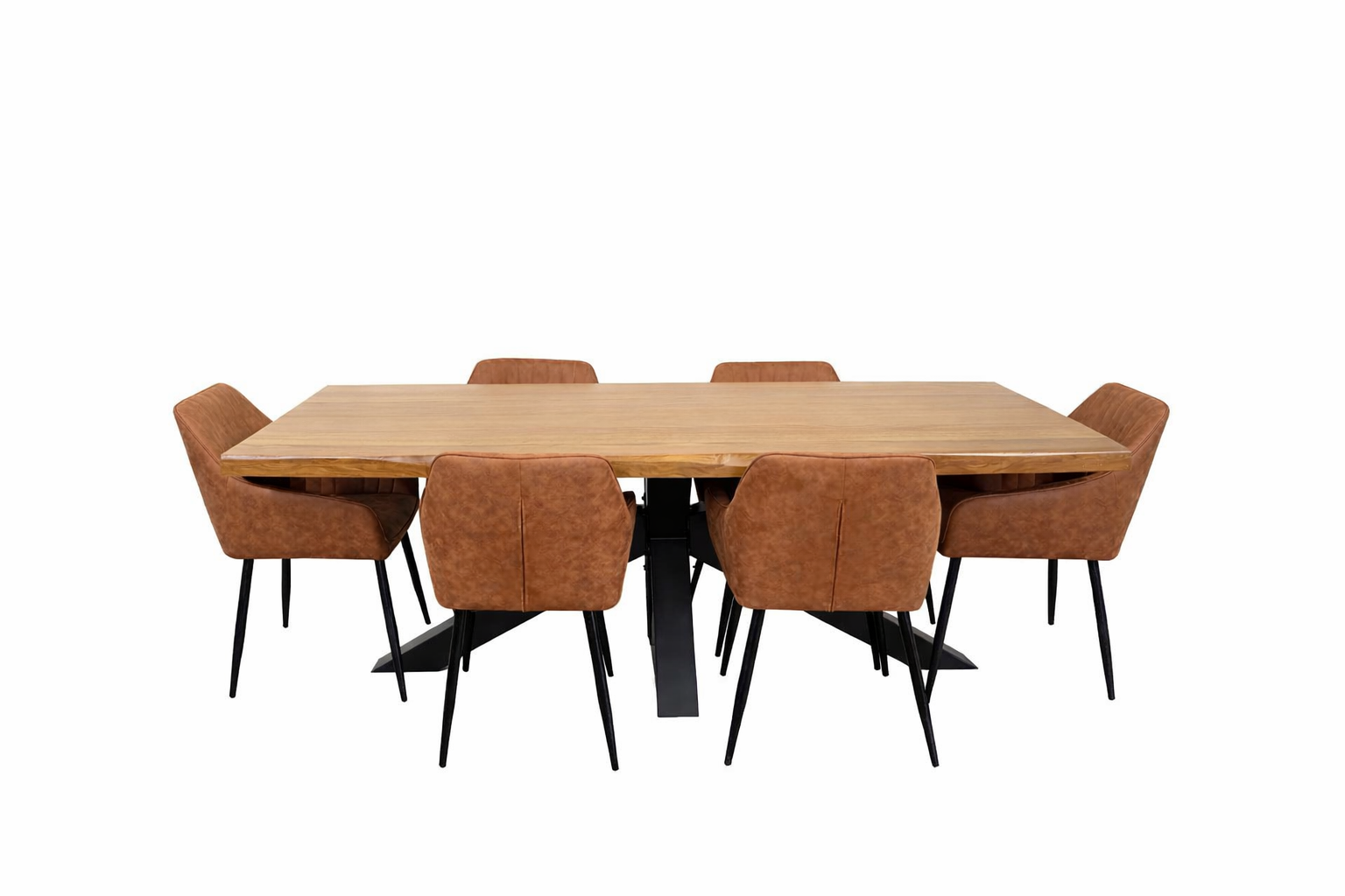 Richmond 2.1m Table + 6 EZ Tan Suede Chairs