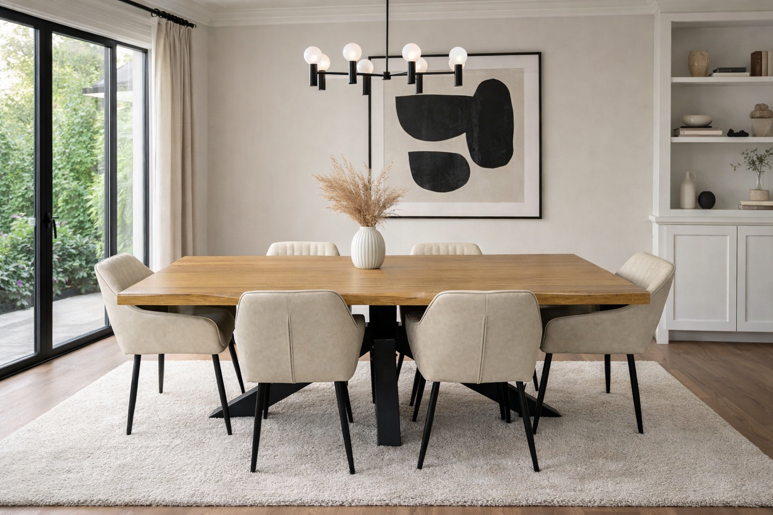 Richmond 2.1m Table + 6 EZ Taupe  Chairs