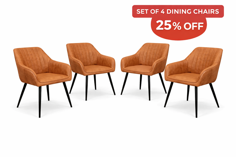 EZ Dining Chair Set of 4  - Tan Suede