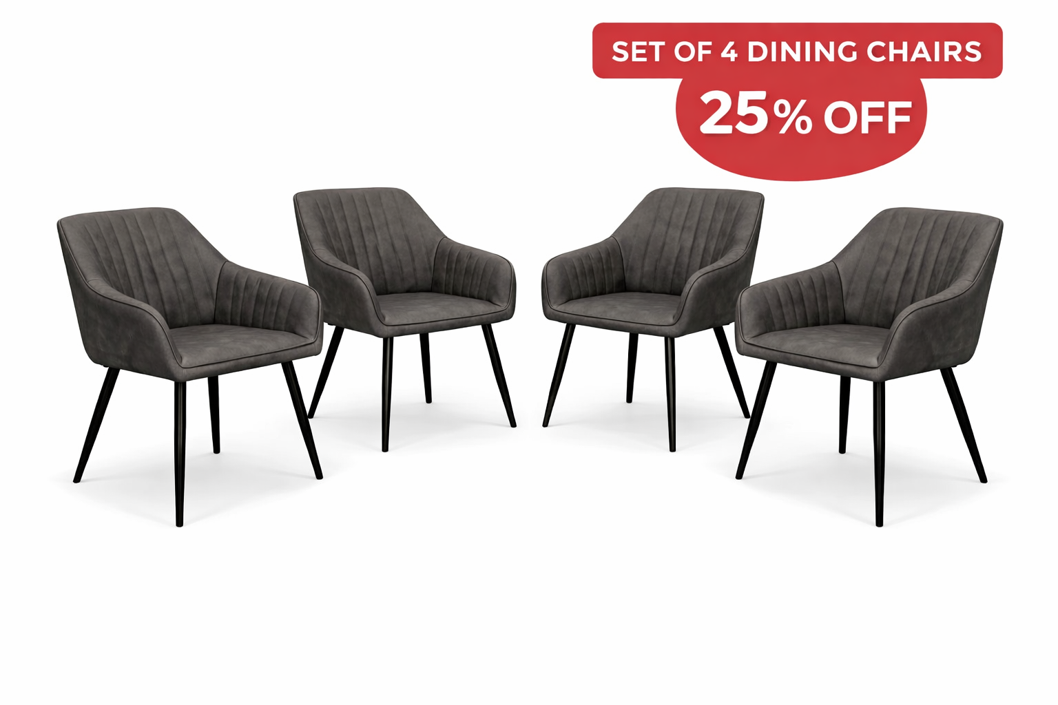 EZ chair set of 4 - Smoke Grey PU