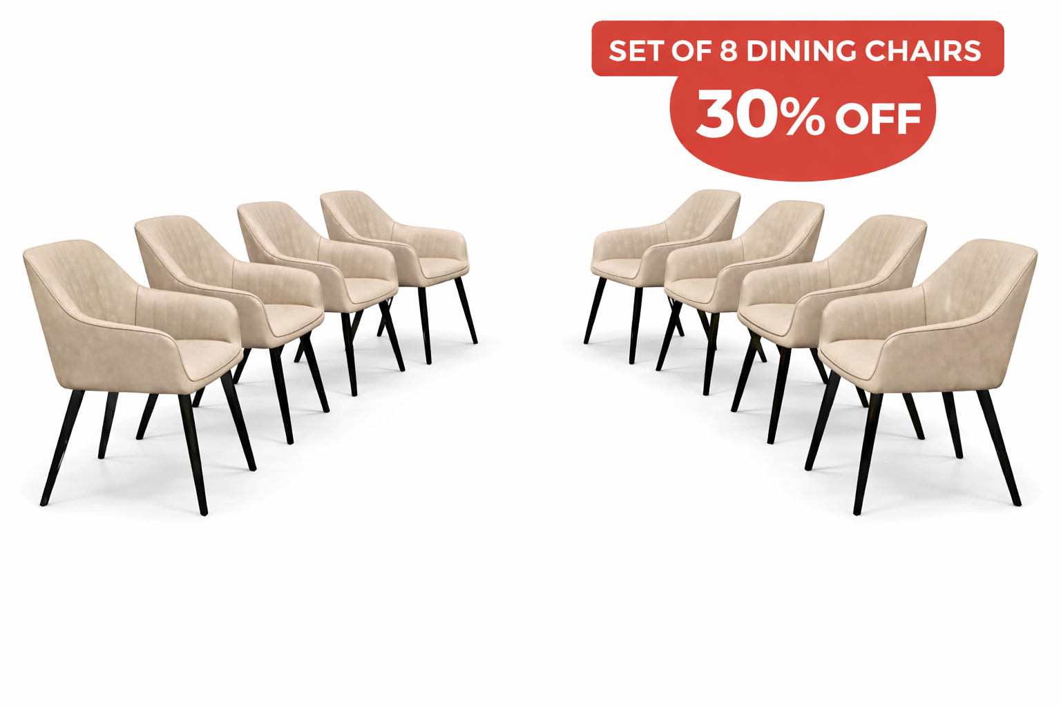 EZ Chair set of 8 - Taupe PU