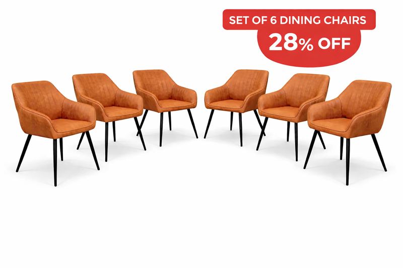 EZ Dining Chair Set of 6 - Tan Suede