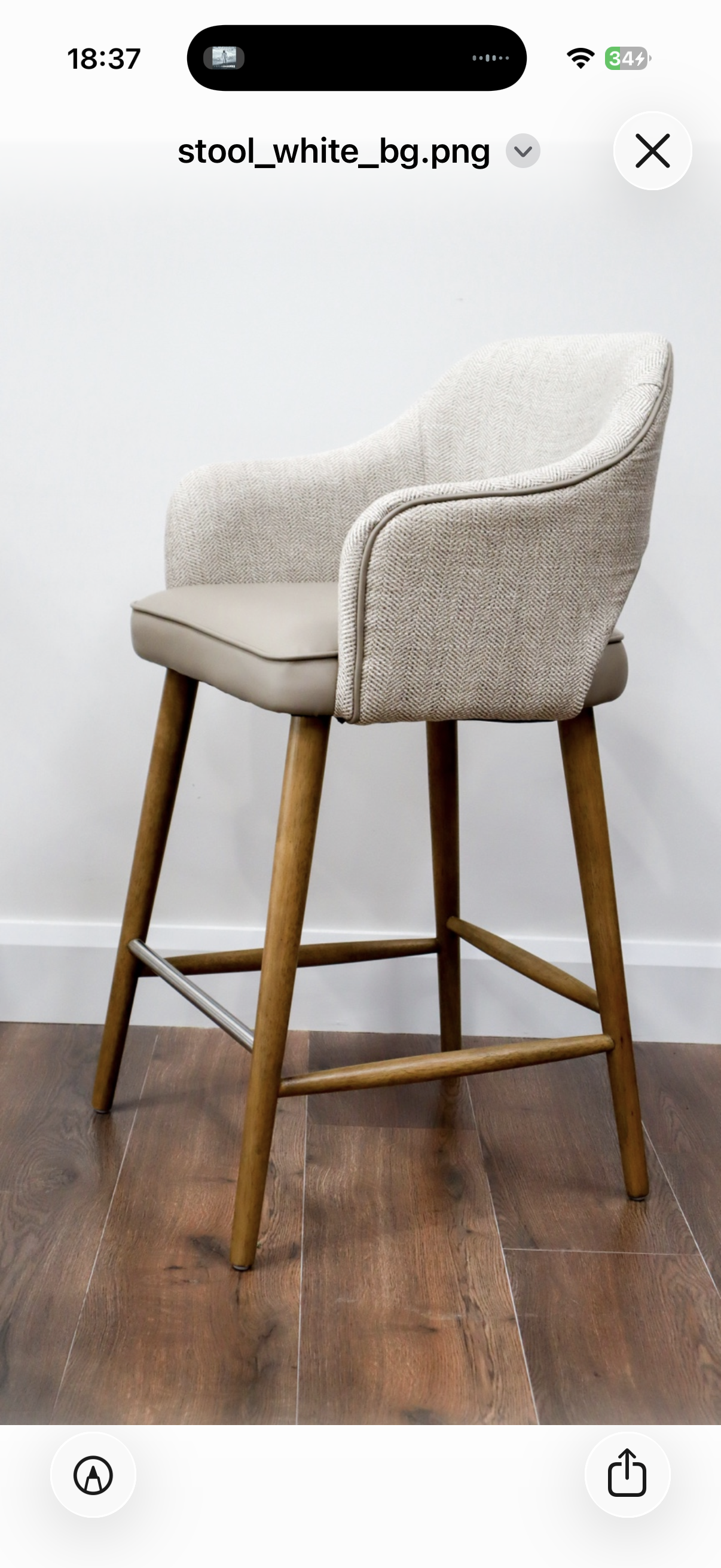 Pisa  Bar Stool - Herringbone Fabric/ Taupe Leather