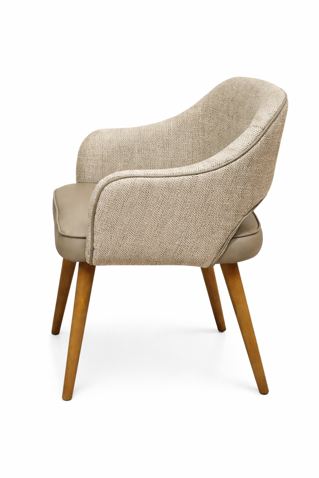 Pisa Dining Chair - Taupe Leather / herringbone Fabric