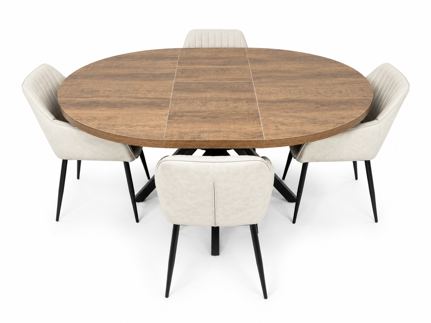 Pan 1.2m Ext 1.6m + 4 EZ Taupe Chairs