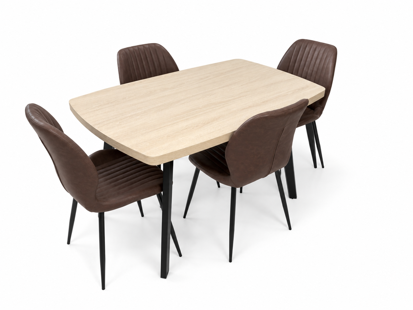 Dalton 1.2m + 4 Lyra Brown PU Chairs