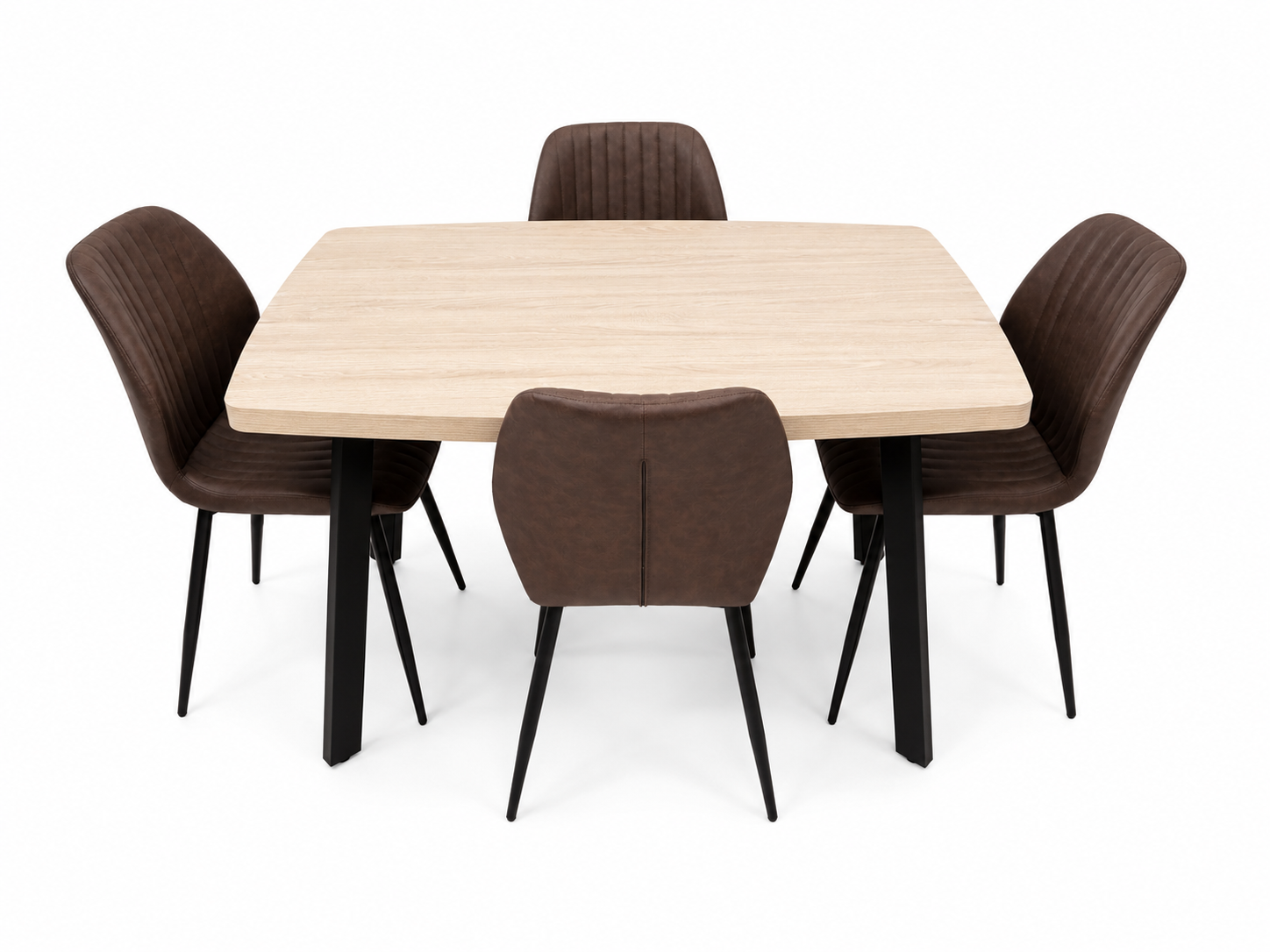 Dalton 1.2m + 4 Lyra Brown PU Chairs