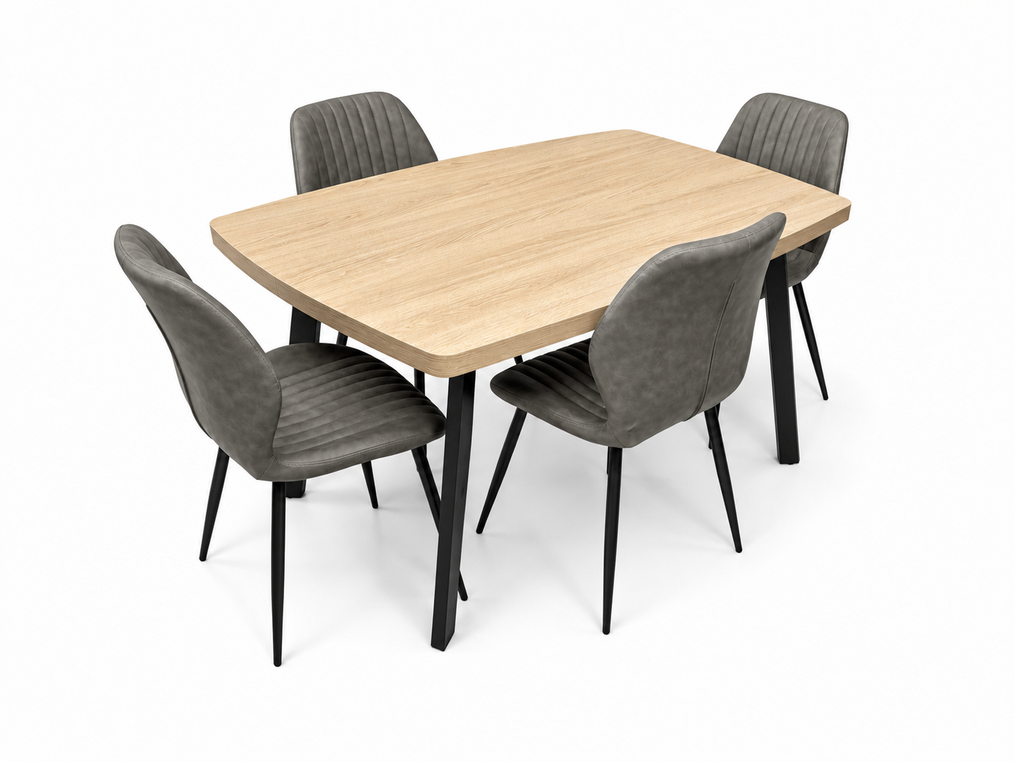 Dalton 1.2m + 4 Lyra Grey PU Chairs