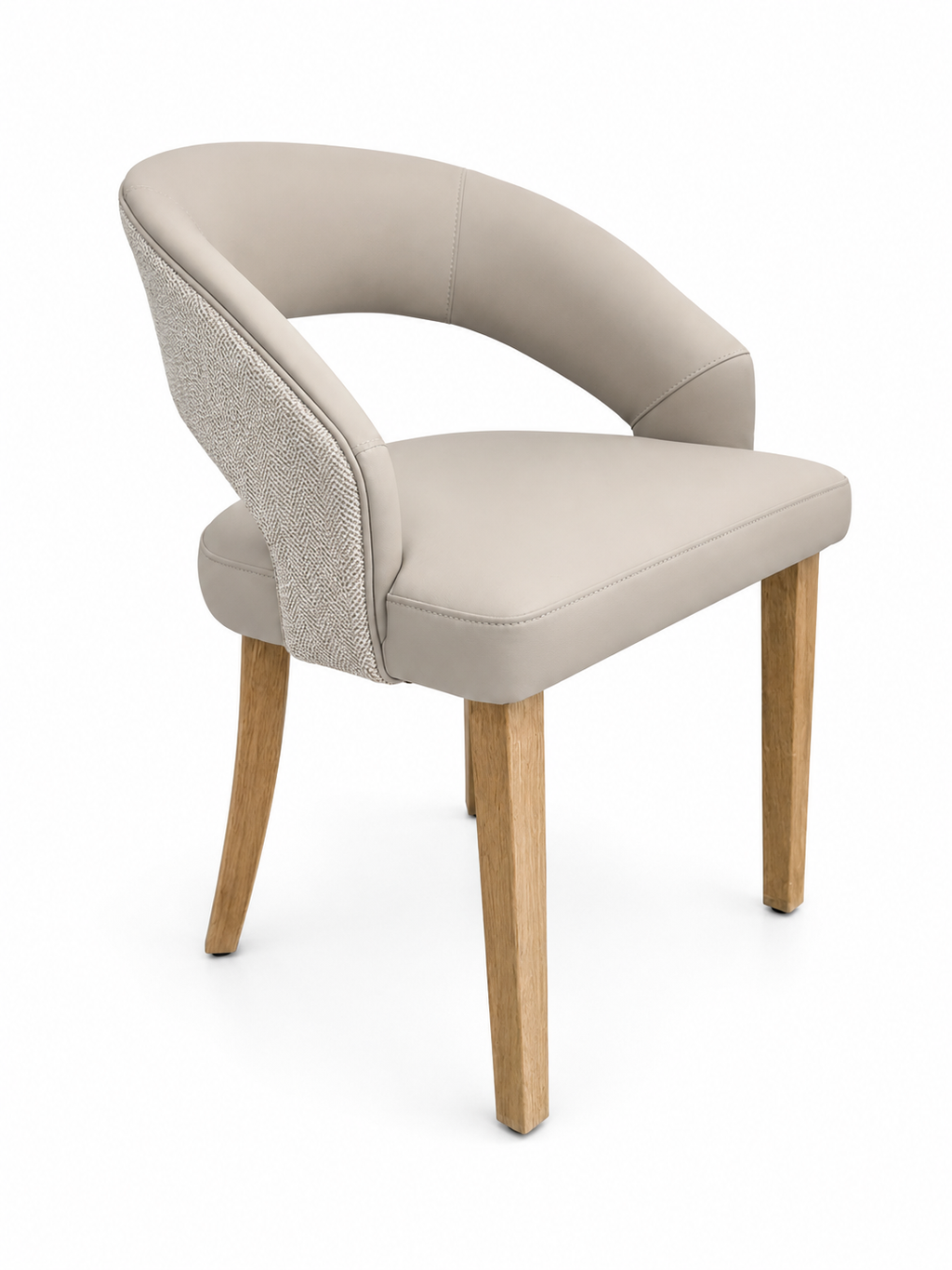 Willow Dining Chair - Herringbone  Fabric/ Taupe Leagher