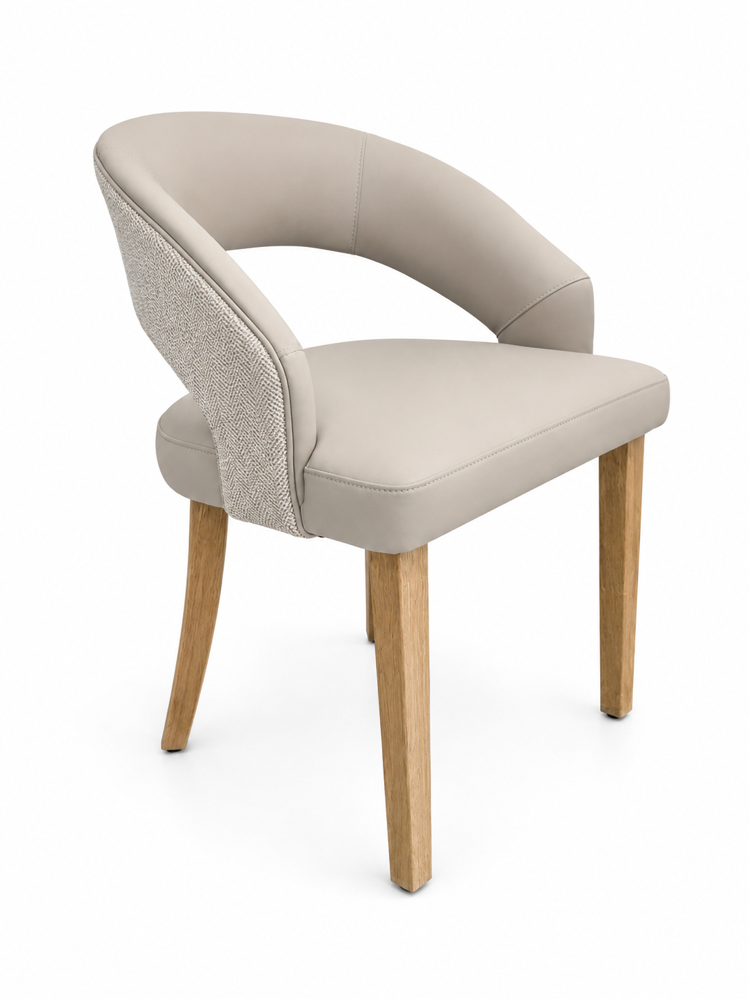 Willow Dining Chair - Herringbone  Fabric/ Taupe Leagher