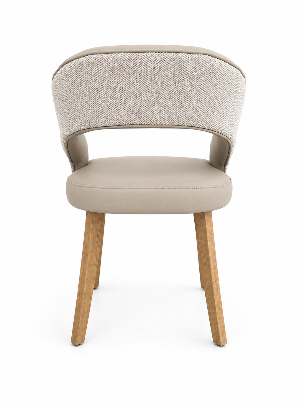 Willow Dining Chair - Herringbone  Fabric/ Taupe Leagher