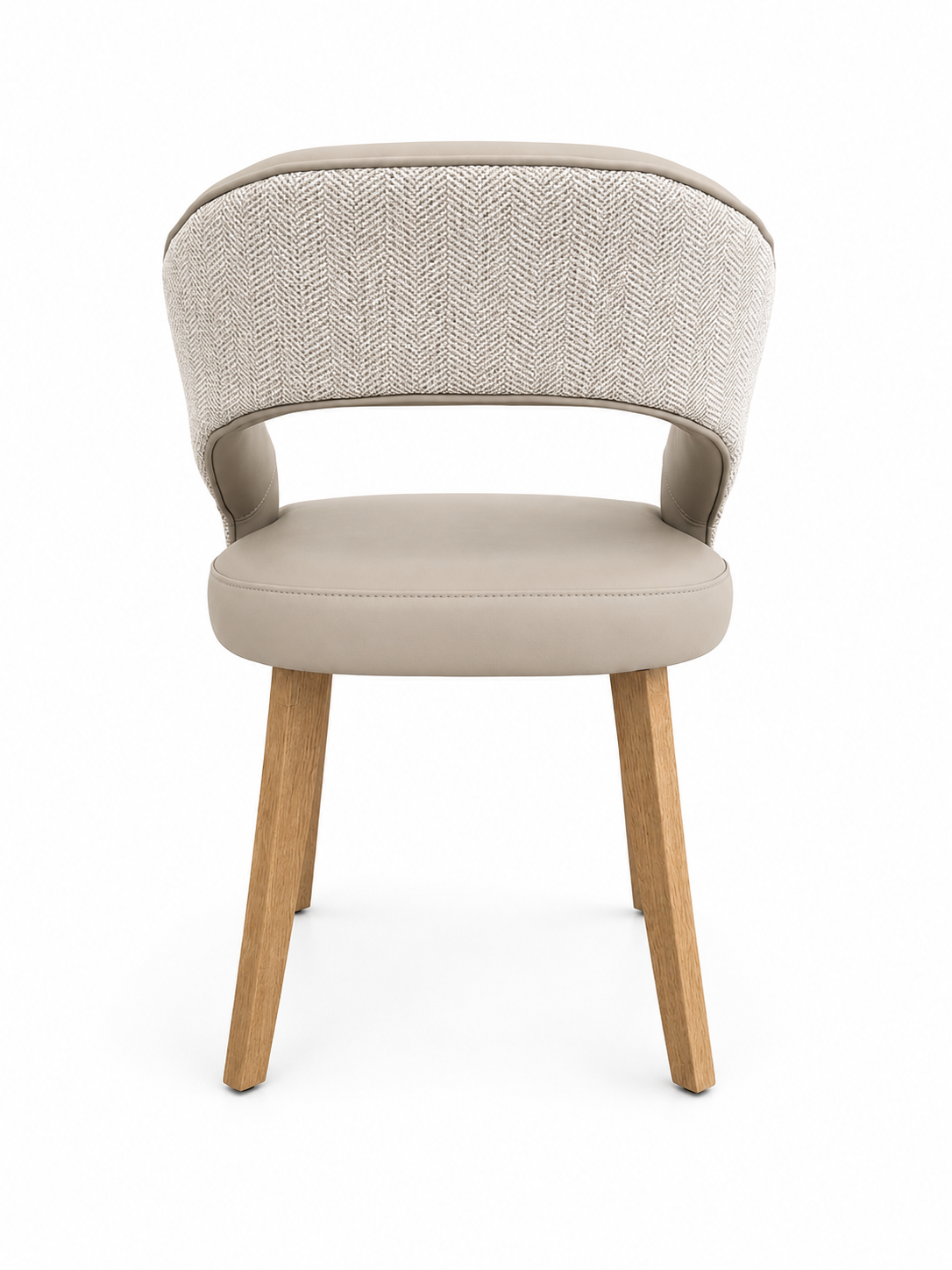 Willow Dining Chair - Herringbone  Fabric/ Taupe Leagher
