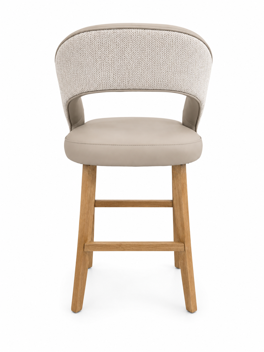 Willow Bar Stool - Herringbone Fabric/ Taupe Leather