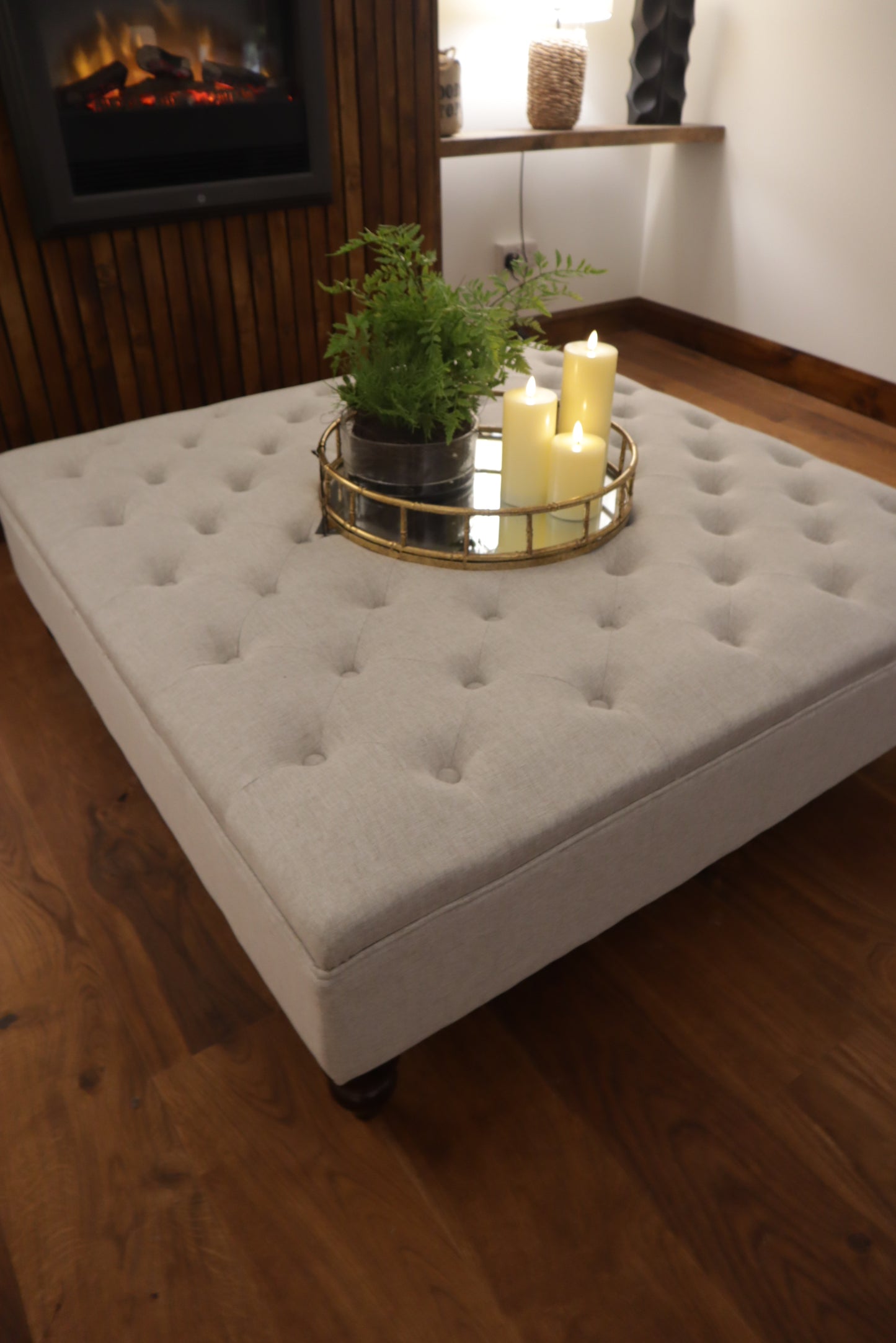 Montana Square  Footstool 120 x 120cm - Oatmeal Linen