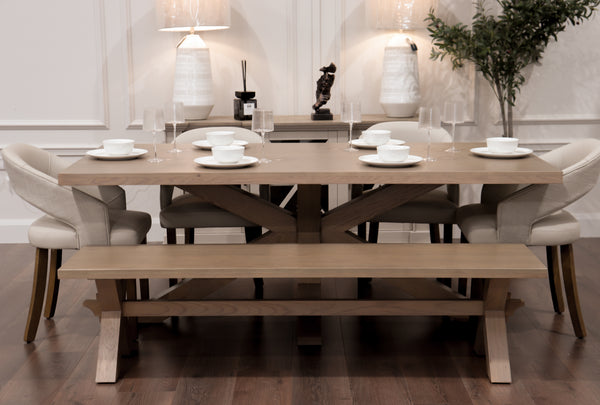 Parnell 2m Starburst + Bench + 4 Willow Cream Chairs