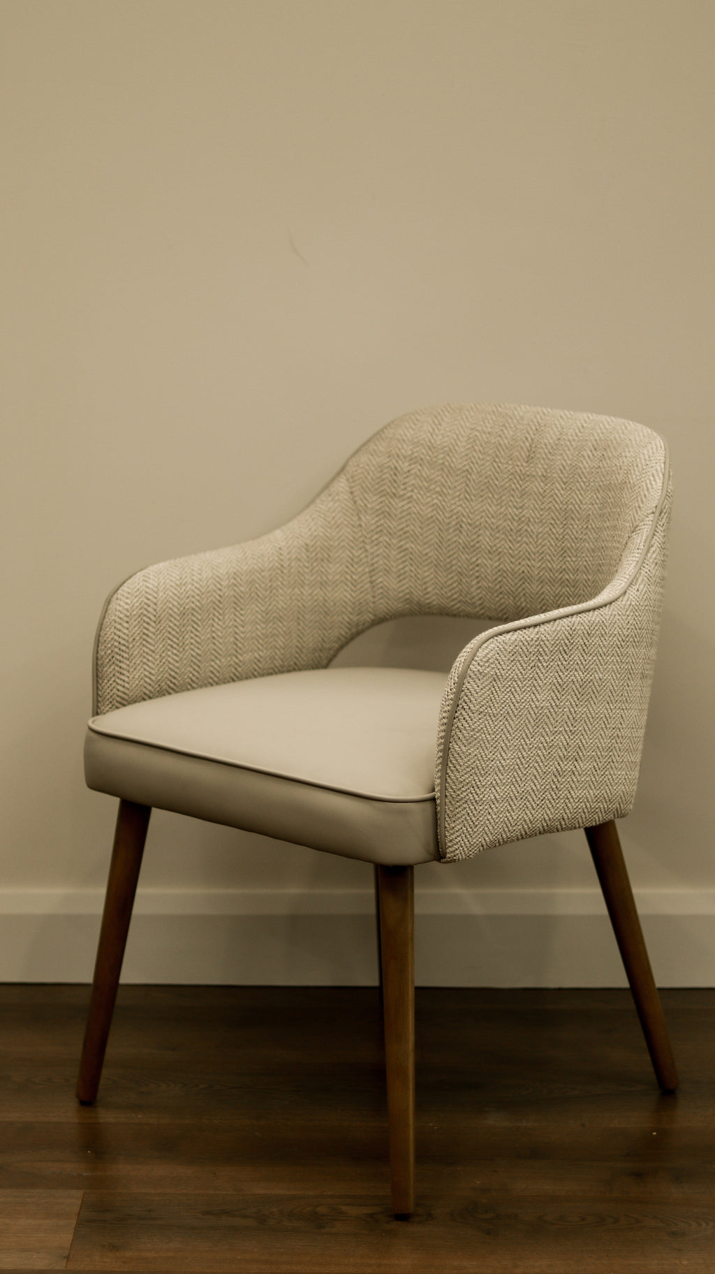 Pisa Dining Chair - Herringbone Fabric/ Leather