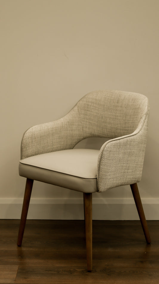 Pisa Dining Chair - Herringbone Fabric/ Leather