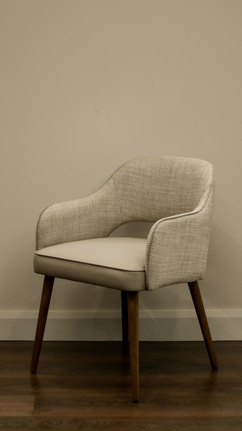 Pisa Dining Chair - Herringbone Fabric/ Leather