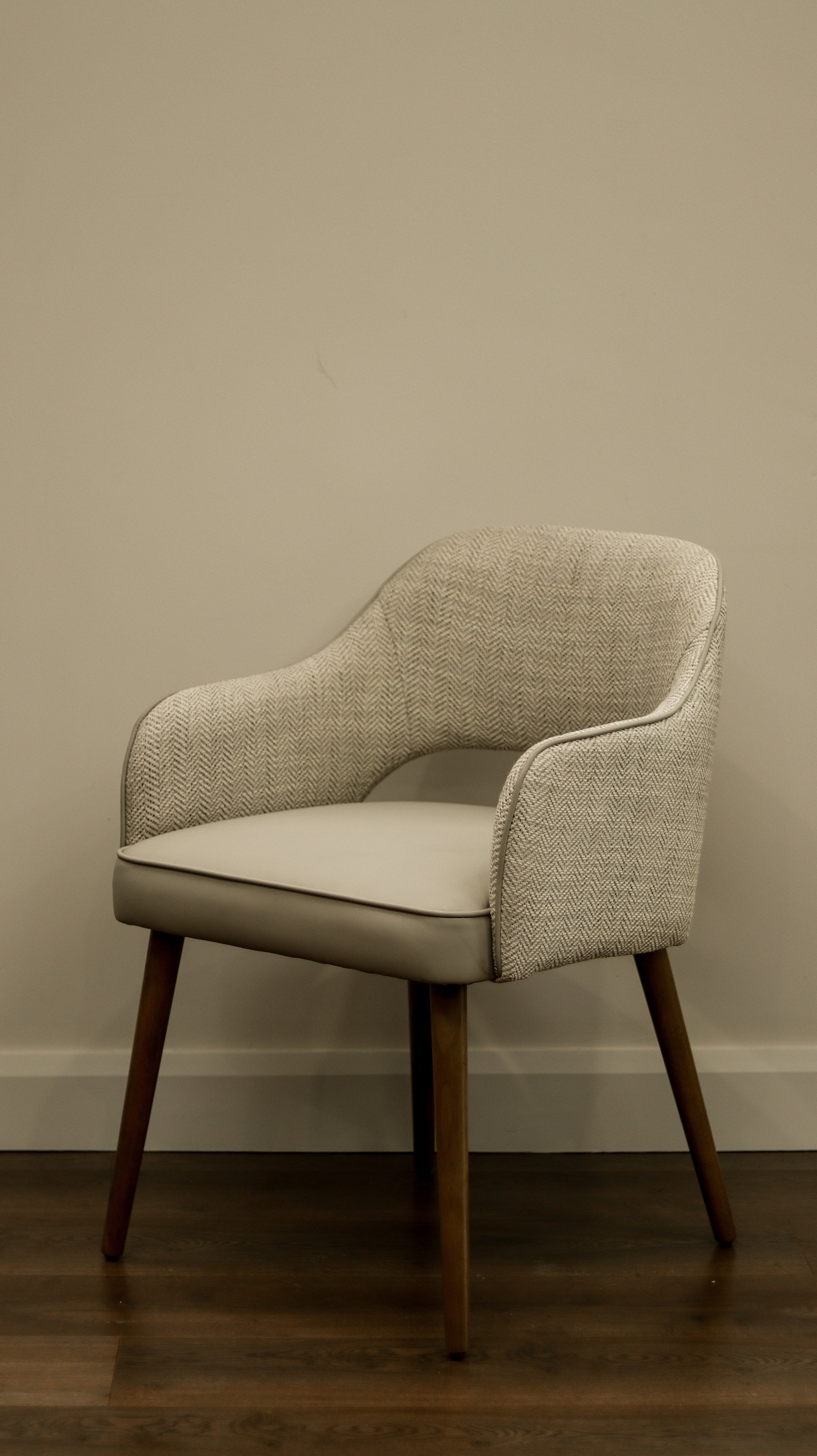 Pisa Dining Chair - Herringbone Fabric/ Leather