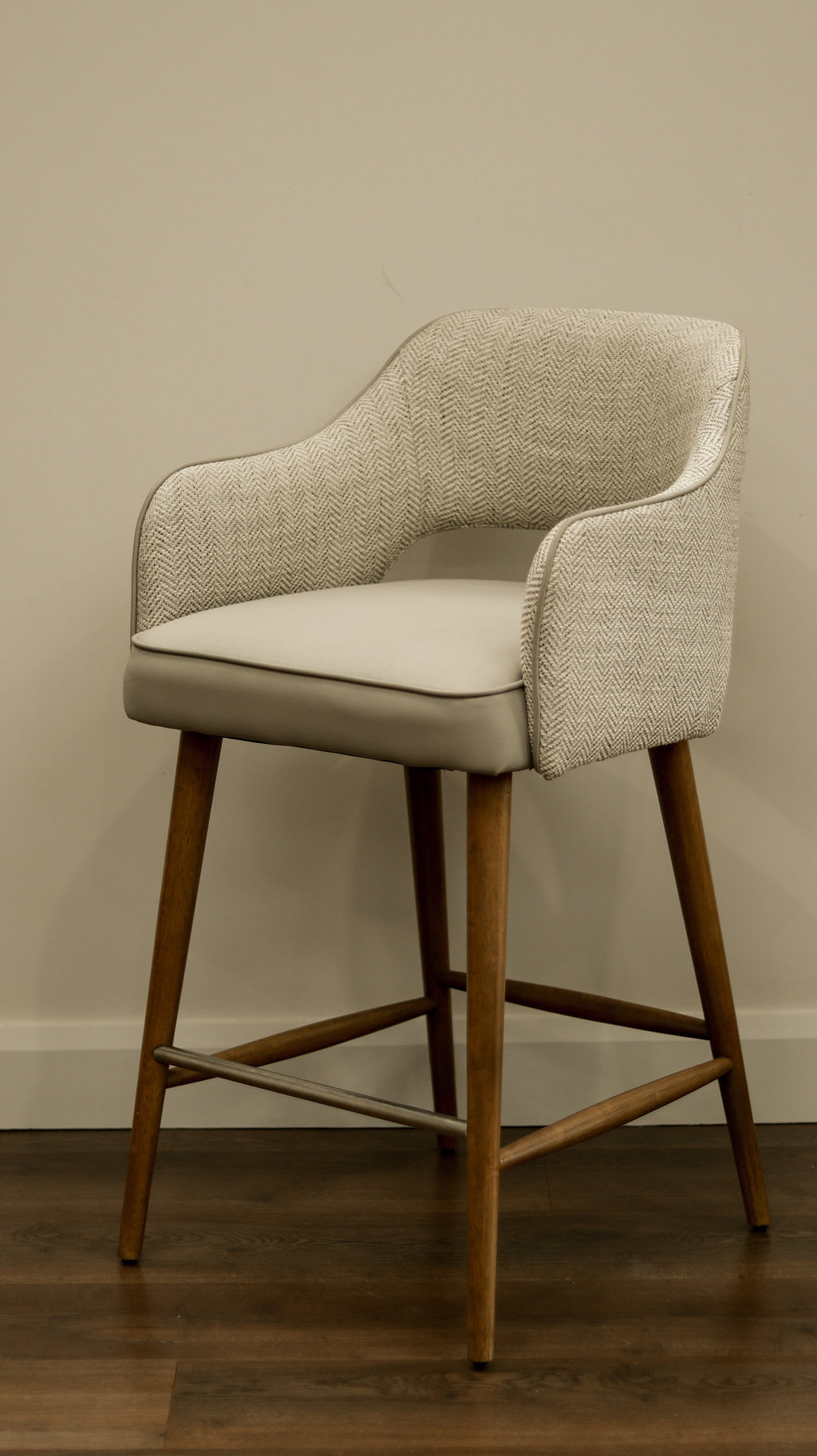 Pisa Dining Bar Stool - Herringbone Fabric/ Leather