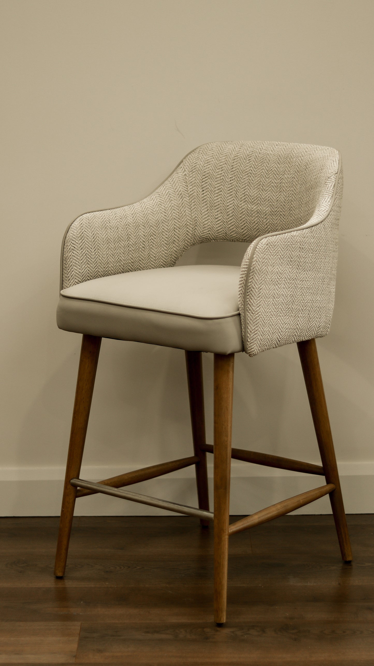 Pisa Dining Bar Stool - Herringbone Fabric/ Leather