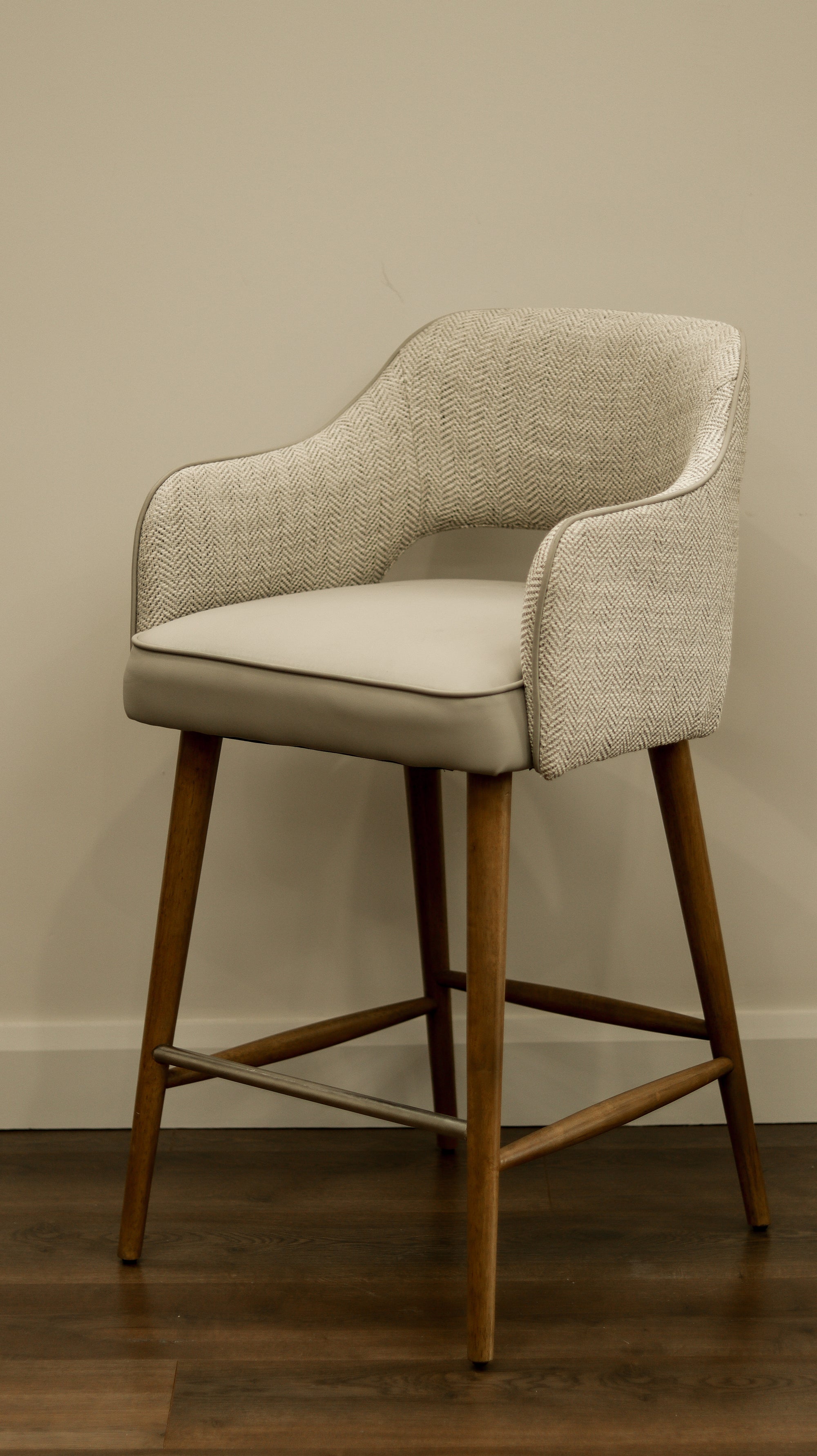 Pisa Dining Bar Stool - Herringbone Fabric/ Leather