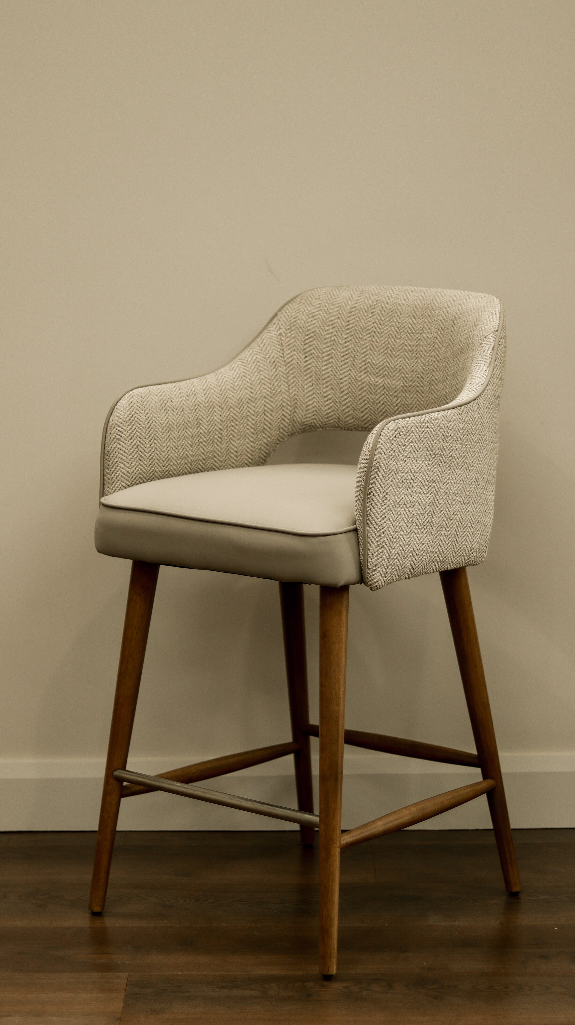 Pisa Dining Bar Stool - Herringbone Fabric/ Leather