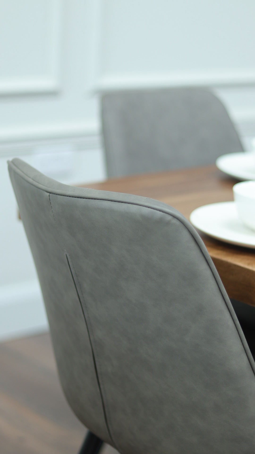 Hoxton 1.75M Dining Table + 6 Tilly Grey PU